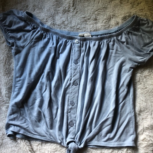 Sky And Sparrow Off Shoulder Top Blue - Picture 2 of 2